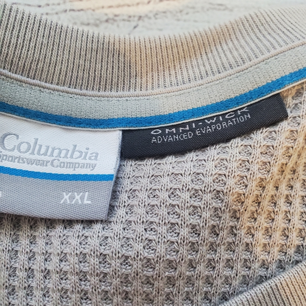 NWT Columbia crew neck long sleeve tan waffle shirt.  Size XXL. - Picture 3 of 7